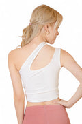 Ribbed One Shoulder Cross Strap Crop Top {BT3502} by The House of Stylez