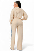 Denim Patchwork Hoodie & Wide-Leg Pant Set by The House of Stylez