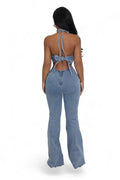 Denim Jean Halter Jumpsuit by The House of Stylez