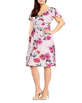 Adrianna Papell Plus Floral Print Faux Wrap Dress, Size 18W by Vanessa Jane