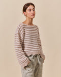 Textured Stripe Sweater W/ Scallop by Boutique 23