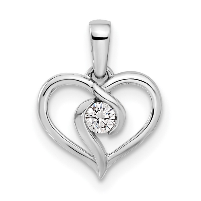 14k Gold Lab Grown Diamond Heart Pendant 1/10 carat by Fine Color Jewels