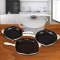 Inspired Home 5-Piece Enameled Cast Iron Cookware Set - Pure White by DailySale