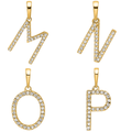 14K Gold Letter Initial Pave Diamond Pendant by Fine Color Jewels
