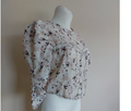 Free People Corset Style Puff Sleeve Floral Open Back Top, Beige, Size Large by Vanessa Jane