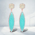 14K Rose Gold Plated 17.14 Carat Genuine Amazonite, Prehnite And White Topaz .925 Sterling Silver Earrings by Bids.com