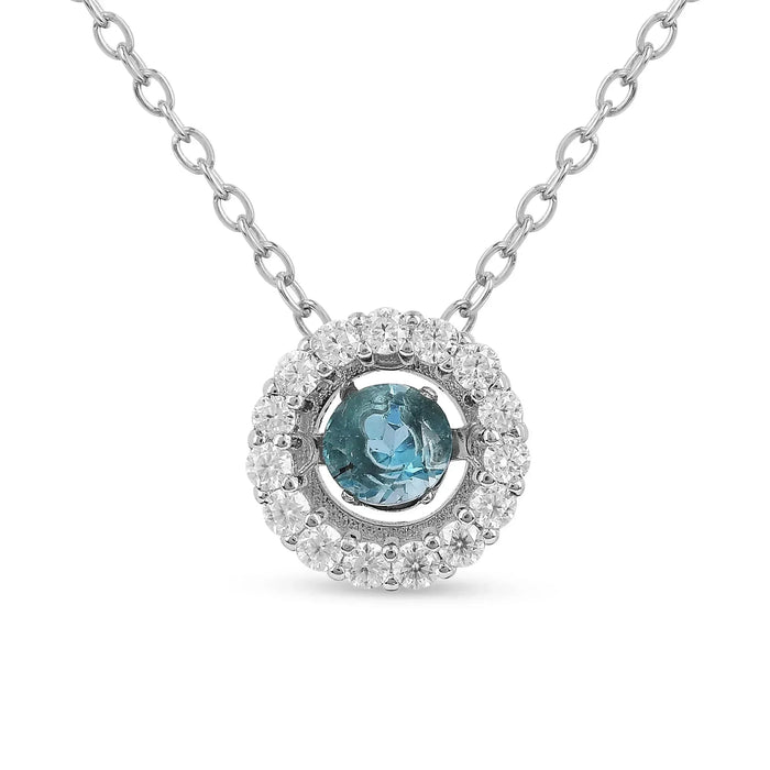 Natural Blue Topaz Dancing Stone Necklace by Fine Color Jewels