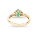 0.72 Ct Oval Green Zambian Emerald Diamond Prong 10k Gold Pave Bridge Ring by Fine Color Jewels