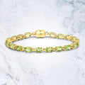 18K Yellow Gold Plated 9.03 Carat Genuine Peridot .925 Sterling Silver Bracelet by Bids.com