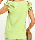 Veronica V Neck Ruffled Top - Lime by Boutique 23