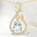 0.76 Carat Genuine Aquamarine and White Diamond 14K Yellow Gold Pendant by Bids.com