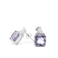 Natural Amethyst Octagon Stud Earrings by Fine Color Jewels