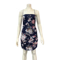 Lulus Lush Looks Navy Blue Floral Print Lace-Up Bodycon Mini Dress, XL by Vanessa Jane
