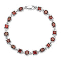 Genuine Red Garnet Sterling Silver Link Bracelets by Fine Color Jewels