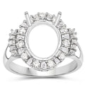 0.83 Carat Genuine White Diamond 14K White Gold Semi Mount Ring - holds 11x9mm Oval Gemstone by Bids.com