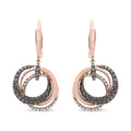 14K Rose Gold 1.00 Cttw White and Brown Diamond Intertwining Hoops and Circle Dangle Earrings (H-I/Brown Color, SI1-SI2 Clarity) by Bids.com