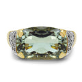 14K Yellow Gold Plated 6.81 Carat Genuine Green Amethyst & White Topaz .925 Sterling Silver Ring by Bids.com