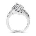 14K White Gold 1-1/2 Cttw Round and Baguette Diamond Bypass Cocktail Ring Band (H-I Color, SI1-SI2 Clarity) - Size 7 by Bids.com