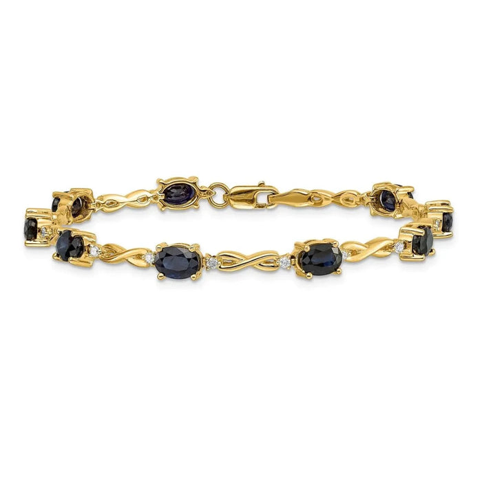 Genuine Sapphire Diamond Bracelets 14K Yellow Gold by Fine Color Jewels