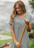 Jane Teal Stripe T-shirt Maxi Dress: S by Boutique 23