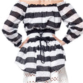 Striped off Shoulder Peplum Top by The House of Stylez