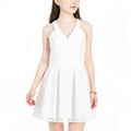 Crystal Dolls White Sleeveless V Neck Short Fit + Flare Dress Juniors 5 by Vanessa Jane