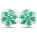 7.84 Carat Genuine Emerald and White Topaz .925 Sterling Silver 3 Piece Jewelry Set (Ring, Earrings, and Pendant w/ Chain) by Bids.com