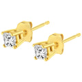 14K Yellow Gold 1/3 Cttw Princess-Cut Square Near Colorless Diamond Classic 4-Prong Solitaire Stud Earrings (J-K Color, I1-I2 Clarity) by Bids.com