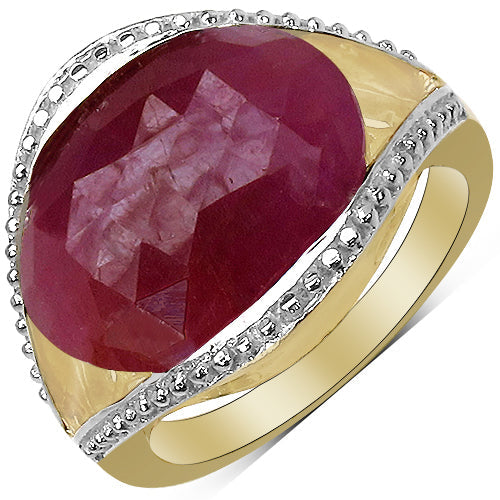 14K Yellow Gold Plated 9.29 Carat Genuine Pink Sapphire & White Diamond .925 Sterling Silver Ring by Bids.com