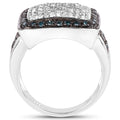 0.64 Carat Genuine White Diamond and Blue Diamond .925 Sterling Silver Ring by Bids.com