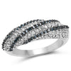 1.25 Carat Genuine Blue Diamond & White Diamond .925 Sterling Silver Ring