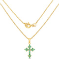 14K Yellow Gold Plated 1.05 Carat Genuine Zambian Emerald .925 Sterling Silver Pendant by Bids.com