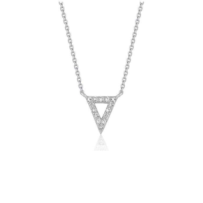 Diamond Inverted Triangle Pendant in 14k White Gold by Bids.com