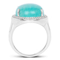 15.09 Carat Genuine Amazanite And White Topaz .925 Sterling Silver Ring by Bids.com
