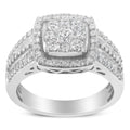 10K White Gold Diamond Cluster Ring (1 Cttw, H-I Color, I1-I2 Clarity) - Size 6-3/4 by Bids.com