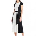 Lauren Ralph Lauren Belted two -tone Jersey Dress, 2/Black/White by Vanessa Jane