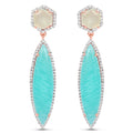 14K Rose Gold Plated 17.14 Carat Genuine Amazonite, Prehnite And White Topaz .925 Sterling Silver Earrings by Bids.com