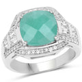 4.09 Carat Genuine Emerald and White Topaz .925 Sterling Silver Ring by Bids.com