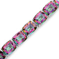 Cushion Rainbow Quartz Prong Silver Tennis Bracelet by Fine Color Jewels