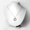 Round Blue Sapphire Prong Gold Plated Silver Mom Circle Pendant Necklace by Fine Color Jewels