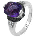 3.71 Carat Genuine Amethyst, Black Diamond & White Diamond .925 Sterling Silver Ring by Bids.com