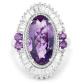 7.96 Carat Genuine Amethyst and White Topaz .925 Sterling Silver Ring by Bids.com