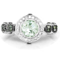 1.07 Carat Genuine Green Amethyst, Green Diamond and White Diamond .925 Sterling Silver Ring by Bids.com