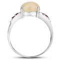 2.05 Carat Genuine Ethiopian Opal, Pink Tourmaline and White Topaz .925 Sterling Silver Ring by Bids.com