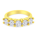 14K Yellow Gold Plated .925 Sterling Silver 2.0 Cttw Shared Prong Set Diamond 5 Stone Wedding Band Ring (J-K Color, I1-I2 Clarity) - Size 7 by Bids.com