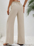 Casual Drawstring Wide Leg Pants: Apricot by Boutique 23