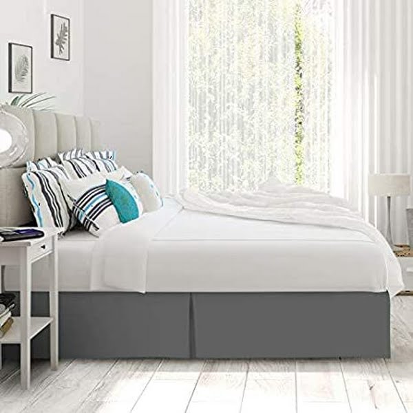 Pleated Bed Skirt, Easy Fit Bed Skirt, 14 Inch Tailored Drop Bed Skirt by Vanessa Jane