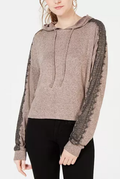 Ultra Flirt by Ikeddi Juniors Lace-Trimmed Marled Hoodie by Vanessa Jane