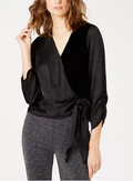 I.n.c. Women's Petite Velvet Wrap Top by Vanessa Jane