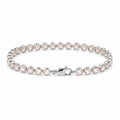 8.12 Ct Round Pink Rose Quartz Bezel Sterling Silver Inline Lobster Clasp Tennis Bracelet by Fine Color Jewels
